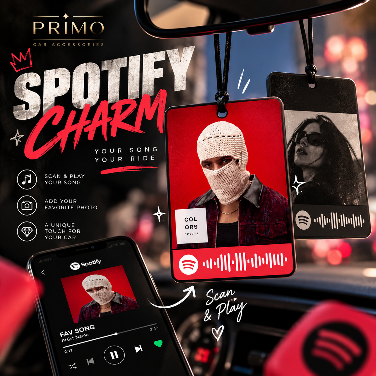 Spotify Car Mirror Charm